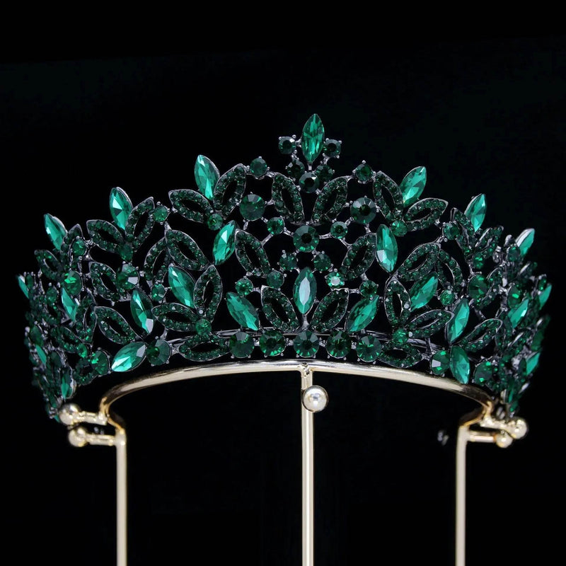Luxury Blue Crystal Wedding Crown Bridal Headwear Brithday Party Rhinestone Diadem Headband Handwork Headpiece for Women Tiaras Tiaras by DSERS