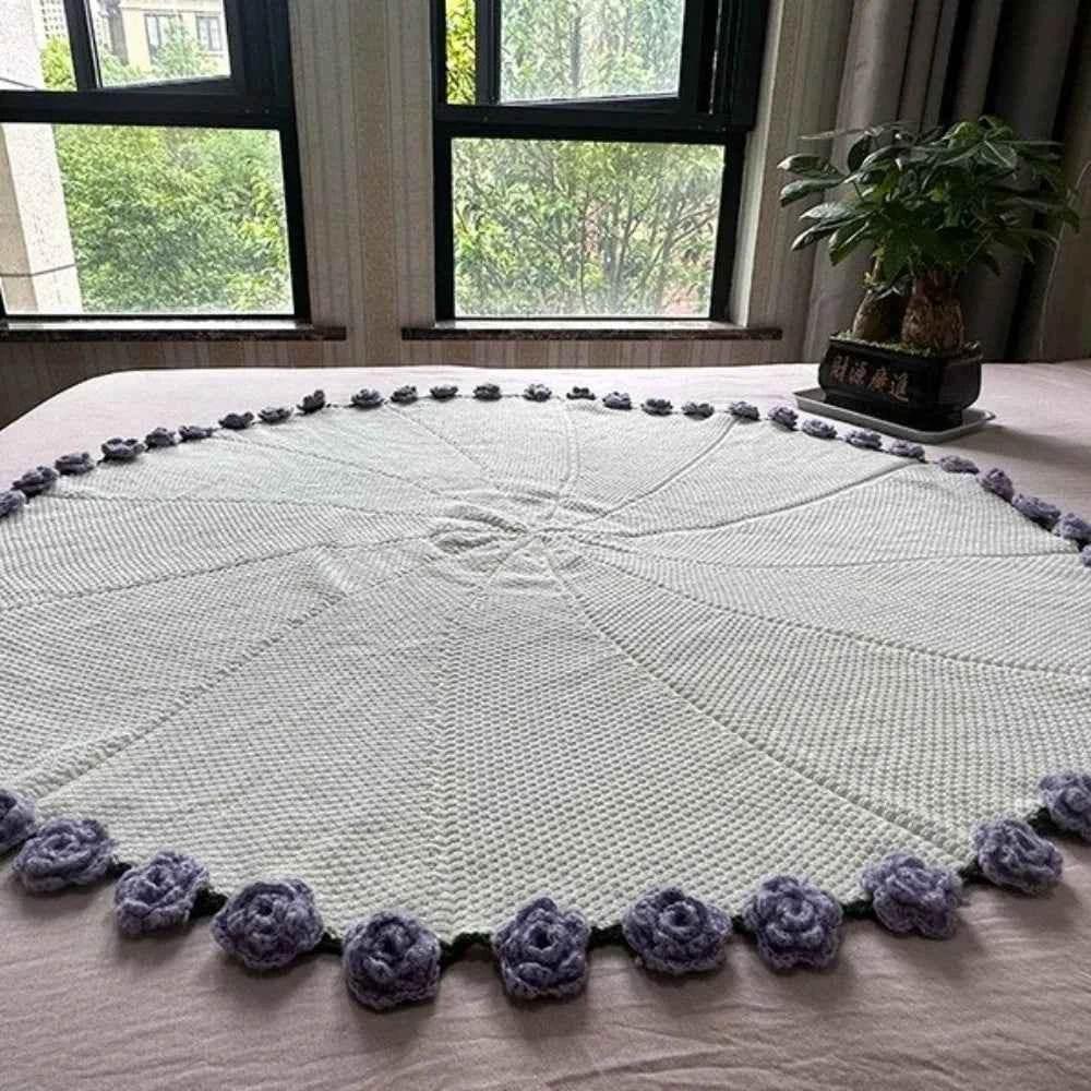 Creative Crochet Rose Bouquet Blanket Fashion Finished Rose Nap Blanket Soft Flower Hugging Blanket Valentine&