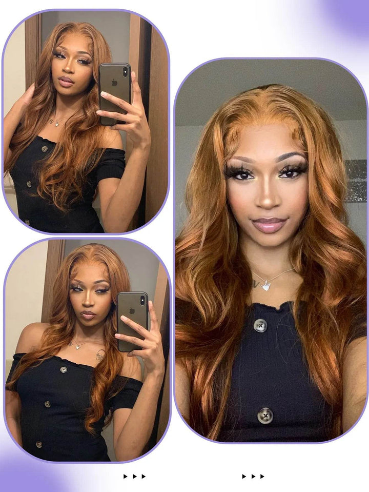 Colored Ginger Blonde 9X6 Glueless Lace Front Human Hair Wig Ready To Go&Wear Glueless Body Wave Lace Wig Burgundy Straight Wigs - GiFTiFY
