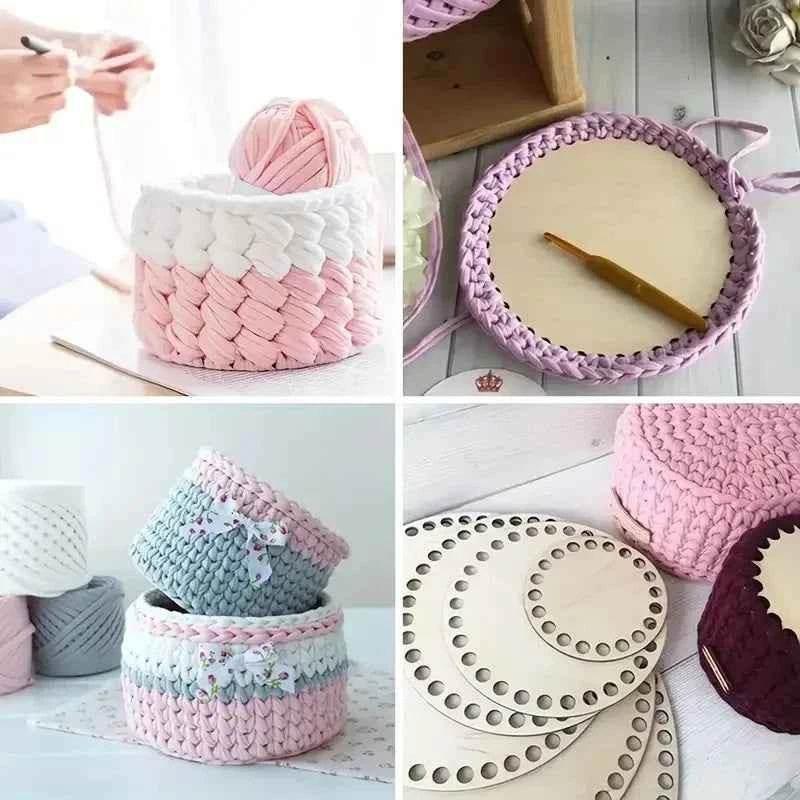 Wooden Basket Bottom Blank Solid Crochet Basket Wood Base for DIY Basket Weaving Supplies Craft Making Home Decoration - GiFTiFY