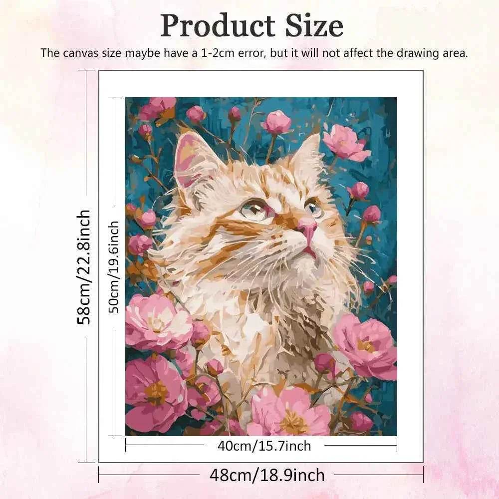 DIY Digital Oil Painting Cat Flower Paint By Numbers Animal Kitten Handpainted Acrylic Paint On Canvas Home Bedroom Wall Artwork - GiFTiFY