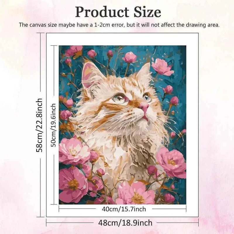DIY Digital Oil Painting Cat Flower Paint By Numbers Animal Kitten Handpainted Acrylic Paint On Canvas Home Bedroom Wall Artwork Cat Flower Paint by DSERS