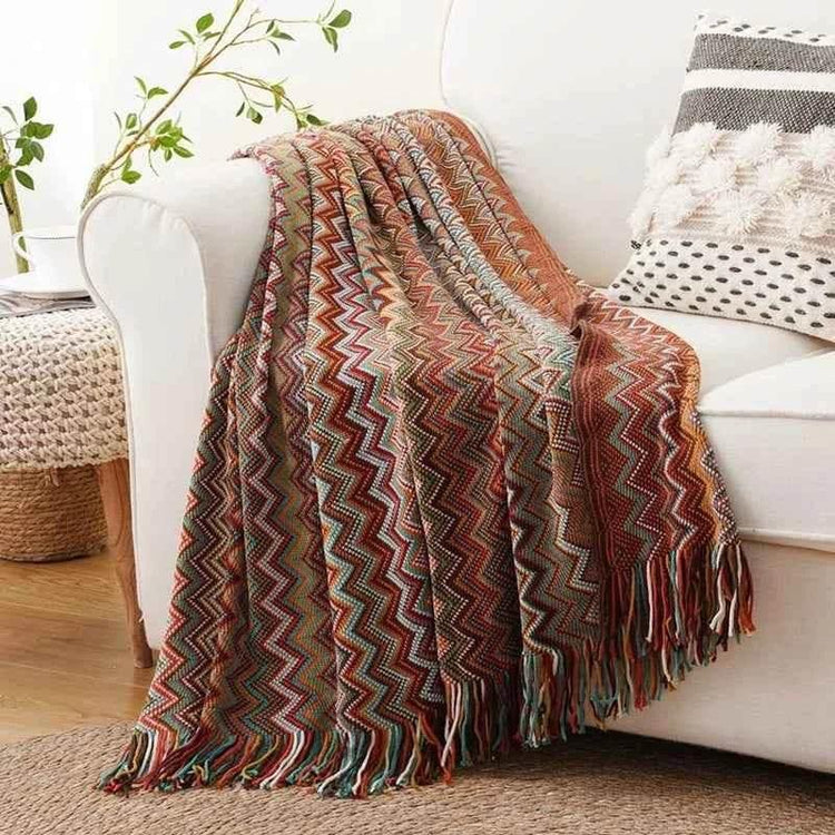 Bohemian Couch Blanket Large Knitted Tassel Throw for Bed Chair Sofa Couch Cover All-Season Blankets Home Decor Soft Comfortable - GiFTiFY