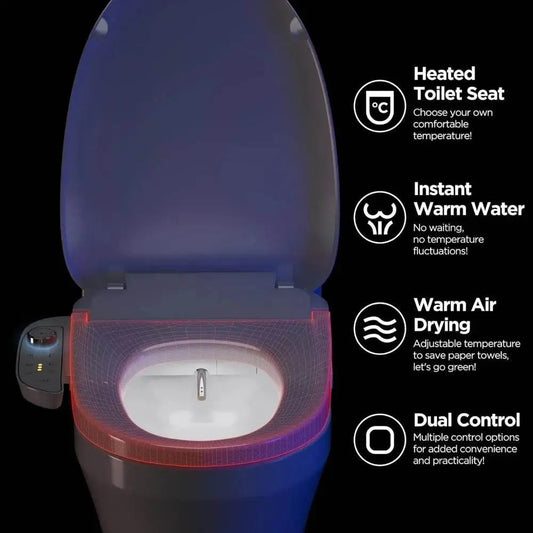 Electric Bidet Toilet Seat with Wireless Remote - Elongated Heated Bidet Toilet Seat - Bidet Warm Water with Dryer, bidet for pleasure - GiFTiFY