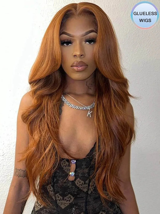 Colored Ginger Blonde 9X6 Glueless Lace Front Human Hair Wig Ready To Go&Wear Glueless Body Wave Lace Wig Burgundy Straight Wigs - GiFTiFY