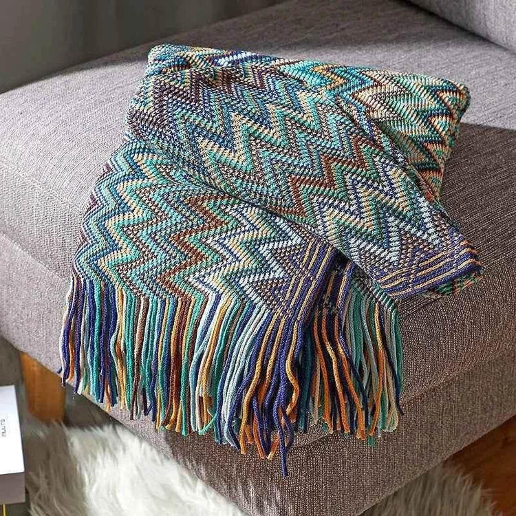 Bohemian Couch Blanket Large Knitted Tassel Throw for Bed Chair Sofa Couch Cover All-Season Blankets Home Decor Soft Comfortable - GiFTiFY