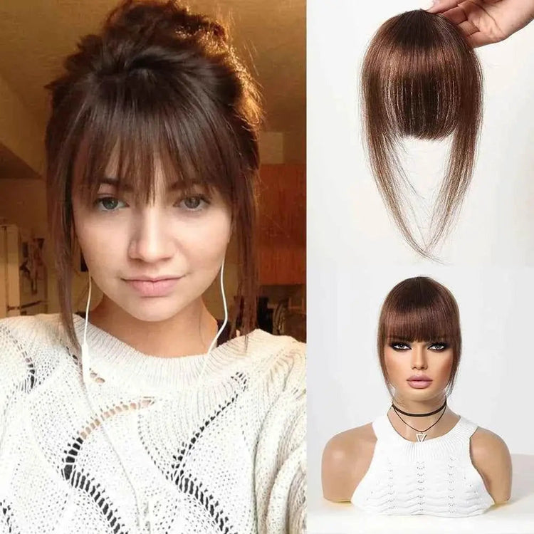 100% Human Hair Bangs Clips in Air Fringe Bangs Hairpiece for Women Platinum Blonde Remy Human Hair Bangs Hair Extension 4.5inch - GiFTiFY