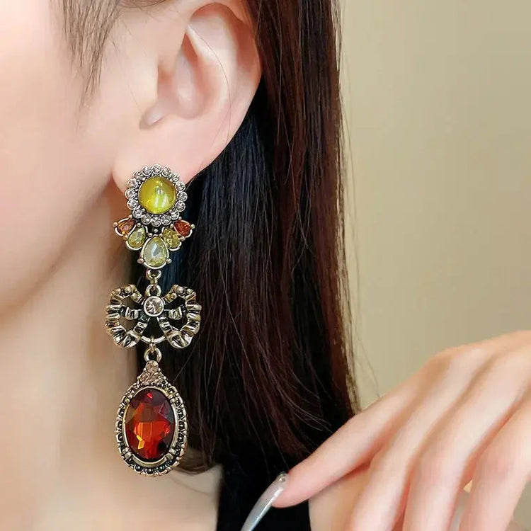 Draweye Bows Earrings for Women Medieval Palace Style Vintage Korean Fashion Aretes De Mujer Geometric Elegant Jewelry - GiFTiFY