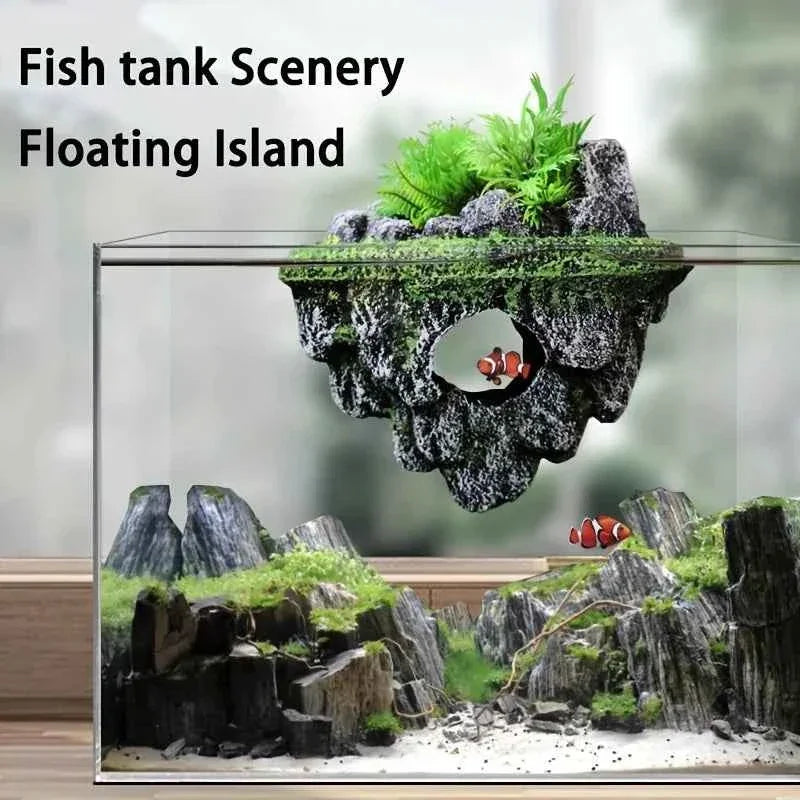 Multi-Use Aquarium Floating Island Décor Rock with Shelter for Fish, Ecological Scenery Rockery for Fish Tank Landscaping Fishtank Decor by DSERS/ https://www.aliexpress.us/item/3256808438306553.html?supplyId=159831080&gatewayAdapt=glo2usa4itemAdapt