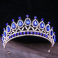 Baroque Blue Green Pink Opal Tiara Crowns Hair Jewelry Rhinestone Diadem Birthday Party Wedding Crystal Bridal Crown Accessories DSERS