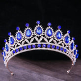 Baroque Blue Green Pink Opal Tiara Crowns Hair Jewelry Rhinestone Diadem Birthday Party Wedding Crystal Bridal Crown Accessories - GiFTiFY