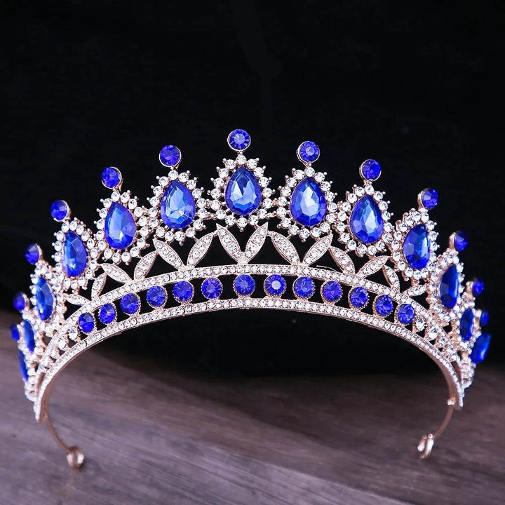 Baroque Blue Green Pink Opal Tiara Crowns Hair Jewelry Rhinestone Diadem Birthday Party Wedding Crystal Bridal Crown Accessories - GiFTiFY