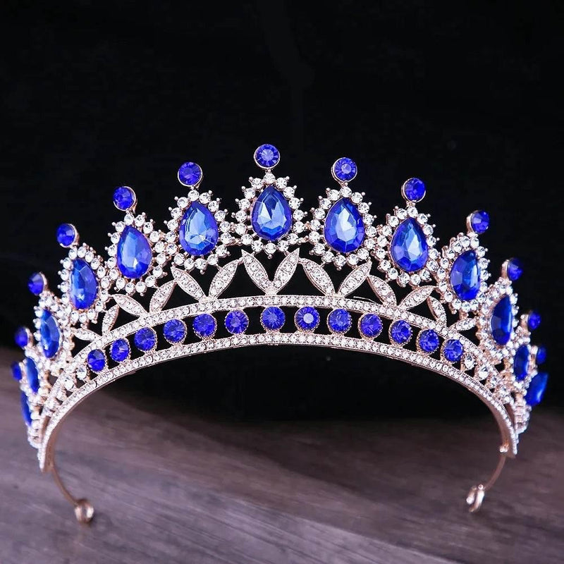 Baroque Blue Green Pink Opal Tiara Crowns Hair Jewelry Rhinestone Diadem Birthday Party Wedding Crystal Bridal Crown Accessories Tiaras by DSERS