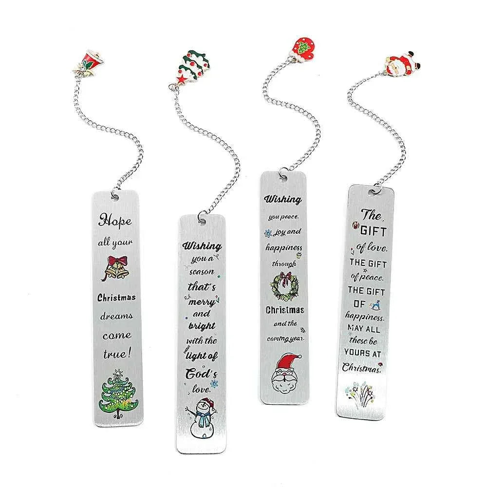 A stainless steel pendant bookmark about Christmas, the warmest Christmas reading gift for loved ones on Christmas Eve.