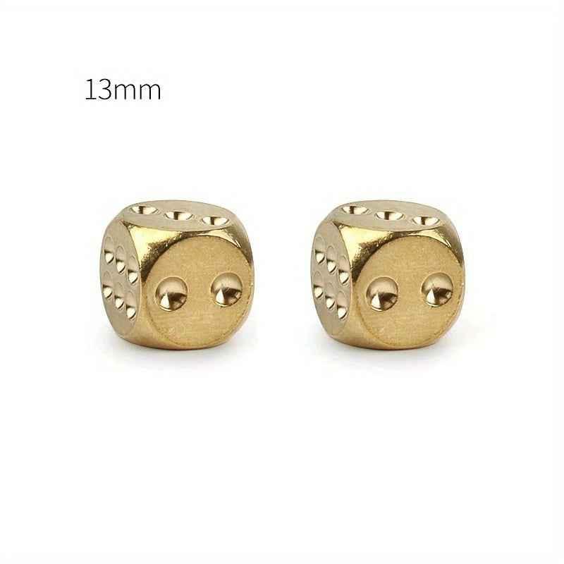 2pcs/lot Copper Dice Brass Dice Sieve Creative Mahjong Dice Bar Tool Outdoor Small Toy 13mm/15mm by DSERS