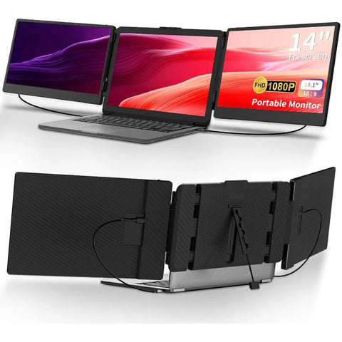 Laptop Screen Extender, 14'' FHD 1080P IPS Ultra-Thin Dual/Triple Monitor Display, HDMI/USB-C Plug-Play Portable Monitor DSERS