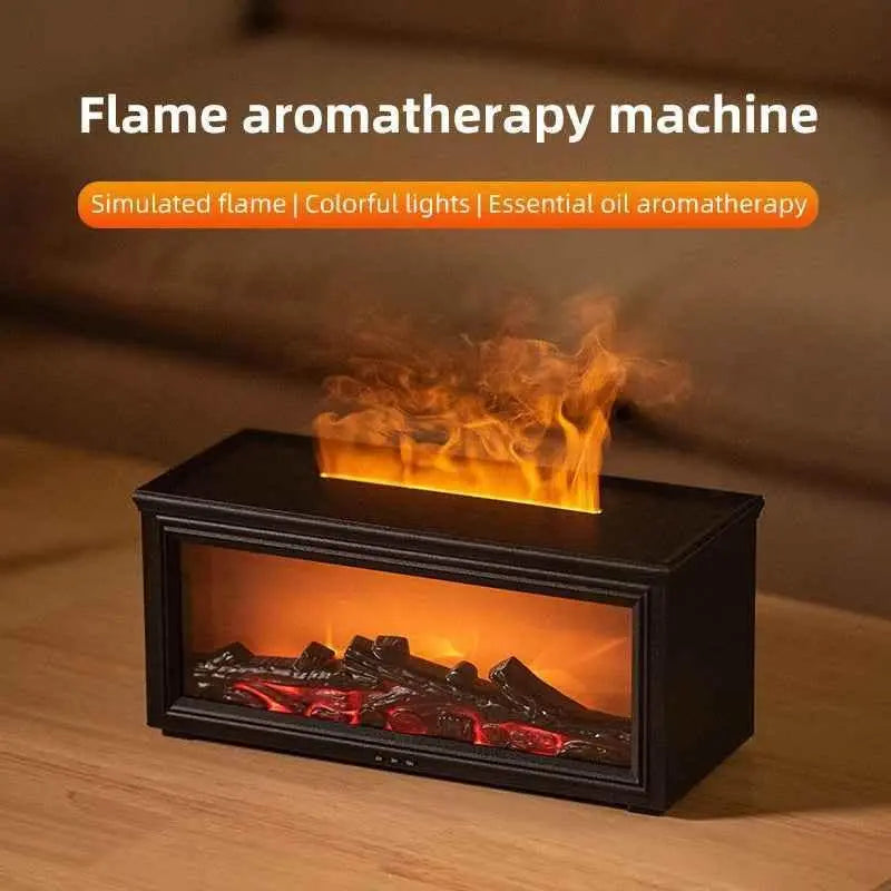 7 colors of essential oil fireplace diffuser mini flame aromatherapy fireplace humidifier aromatherapy oil diffuser Fireplace Box by DS