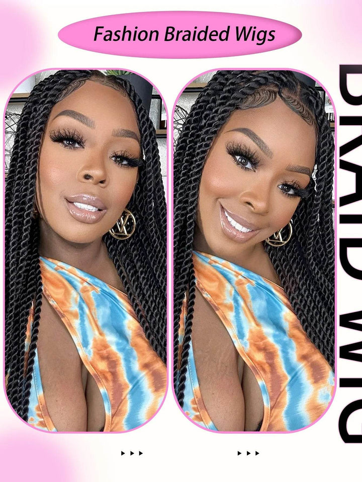 Senegalese Twists Synthetic Braided Wigs Long 40Inch Full Lace Wigs With Baby Hair Knotless Box Braiding Wigs For Black Women - GiFTiFY