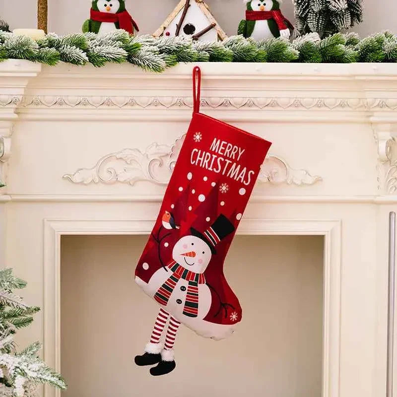 Christmas Stocking Large Stockings Santa Snowman Candy Gift Socks Tree Ornament Decorations for Family Holiday Xmas Party Decor