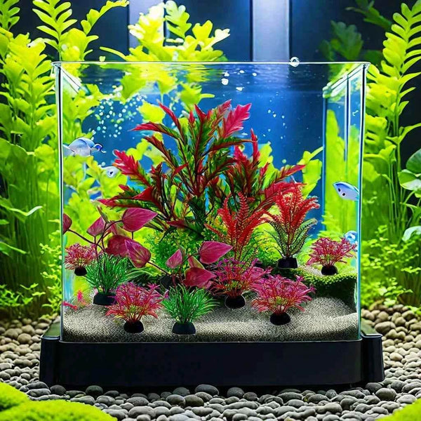 10PC Fish Tank DIY Artificial Aquarium Decor Mixed color Plants Ornament Aquatic Plant - GiFTiFY