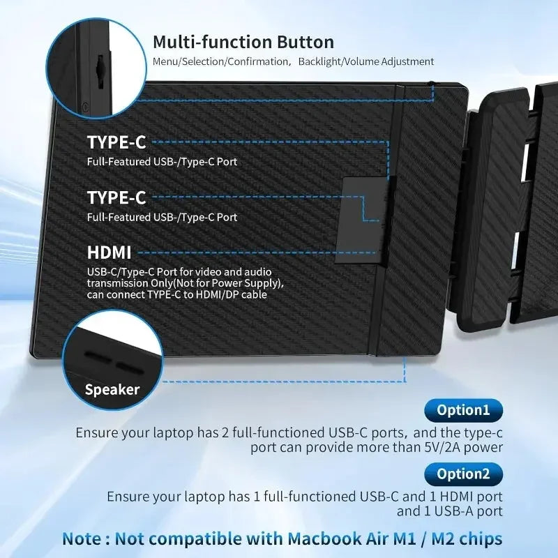 Laptop Screen Extender laptop duplicate screen, 14'' FHD 1080P IPS Ultra-Thin Dual/Triple Monitor Display, HDMI/USB-C Plug-Play Portable Monitor, laptop duplicate screen Laptop Screen Extender by DSERS