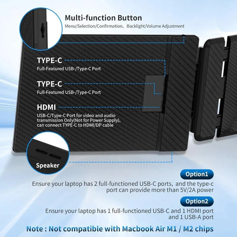 Laptop Screen Extender, 14'' FHD 1080P IPS Ultra-Thin Dual/Triple Monitor Display, HDMI/USB-C Plug-Play Portable Monitor DSERS