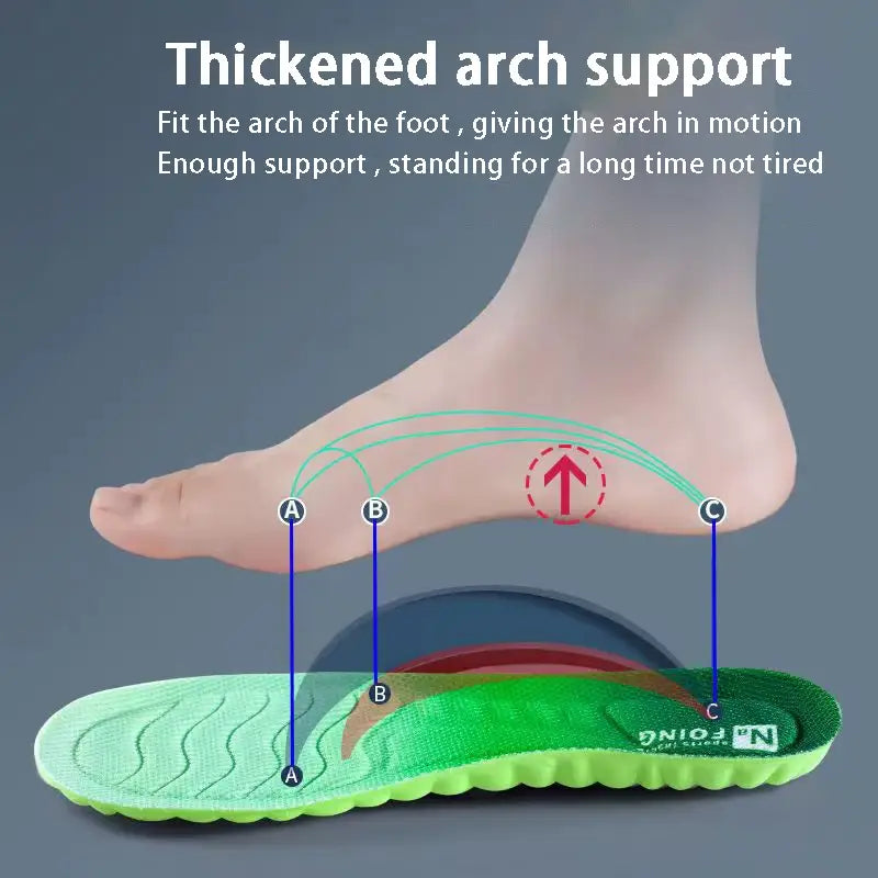 Green Orthopedic Sport Insoles Breathable Shock Absorption