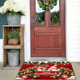 VIKAMA Red Flannel Christmas Santa Claus Entryway Rug Welcome Floor Mat Entrance Carpet Christmas Ornament Living Room Rugs - GiFTiFY