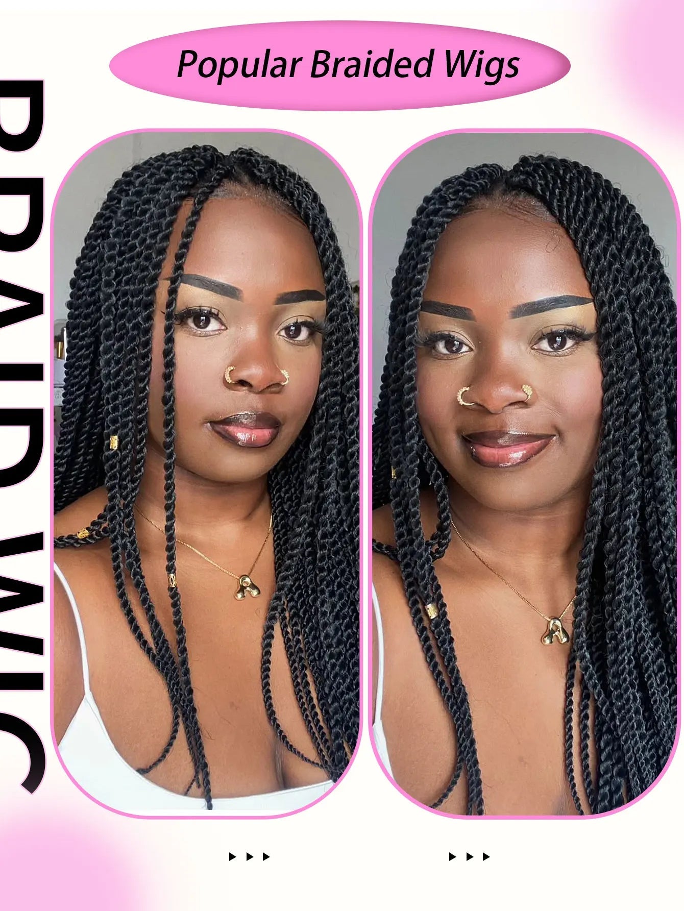 Senegalese Twists Synthetic Braided Wigs Long 40Inch Full Lace Wigs With Baby Hair Knotless Box Braiding Wigs For Black Women GiFTiFY