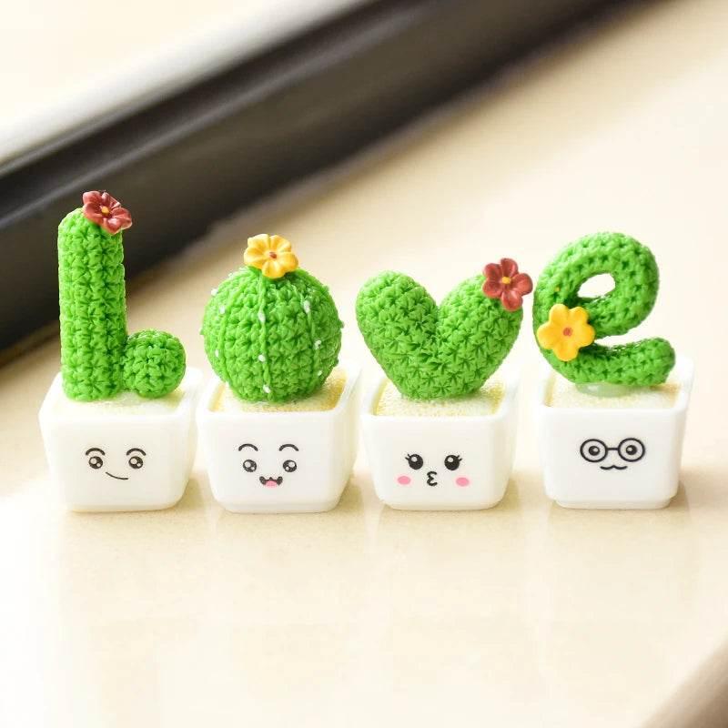 4Pcs/set Resin Succulent Cactus Mini Green Plant Bonsai Small Tree Pot Car Office Home Living Room Decoration Wedding Party Gift by DSERS