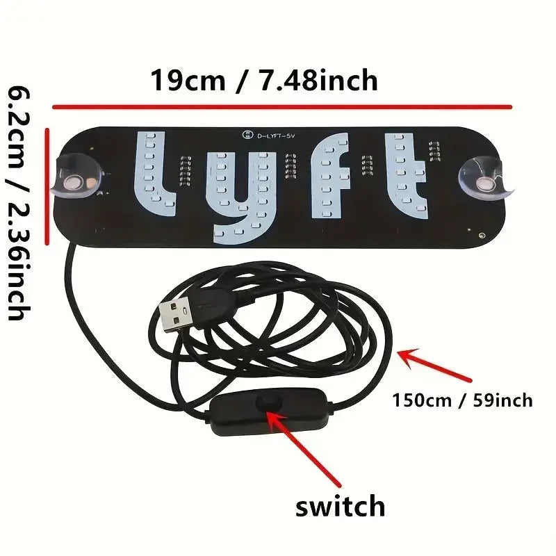 Led Light Signs For LYFT Car Windshield Glow LED Sign Decal Stickers Sign Light Windshield Sticker Cab Indicator Lamp Bright Lights U Led Light Signs For Car by DSERS