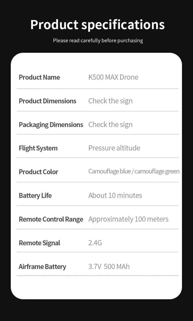 K500MAX Drone Fighter Jet 4k HD Professional Drone Camera WIFI Fpv Aircraft Quadcopte Aerial Photography Drone Birthday Toys