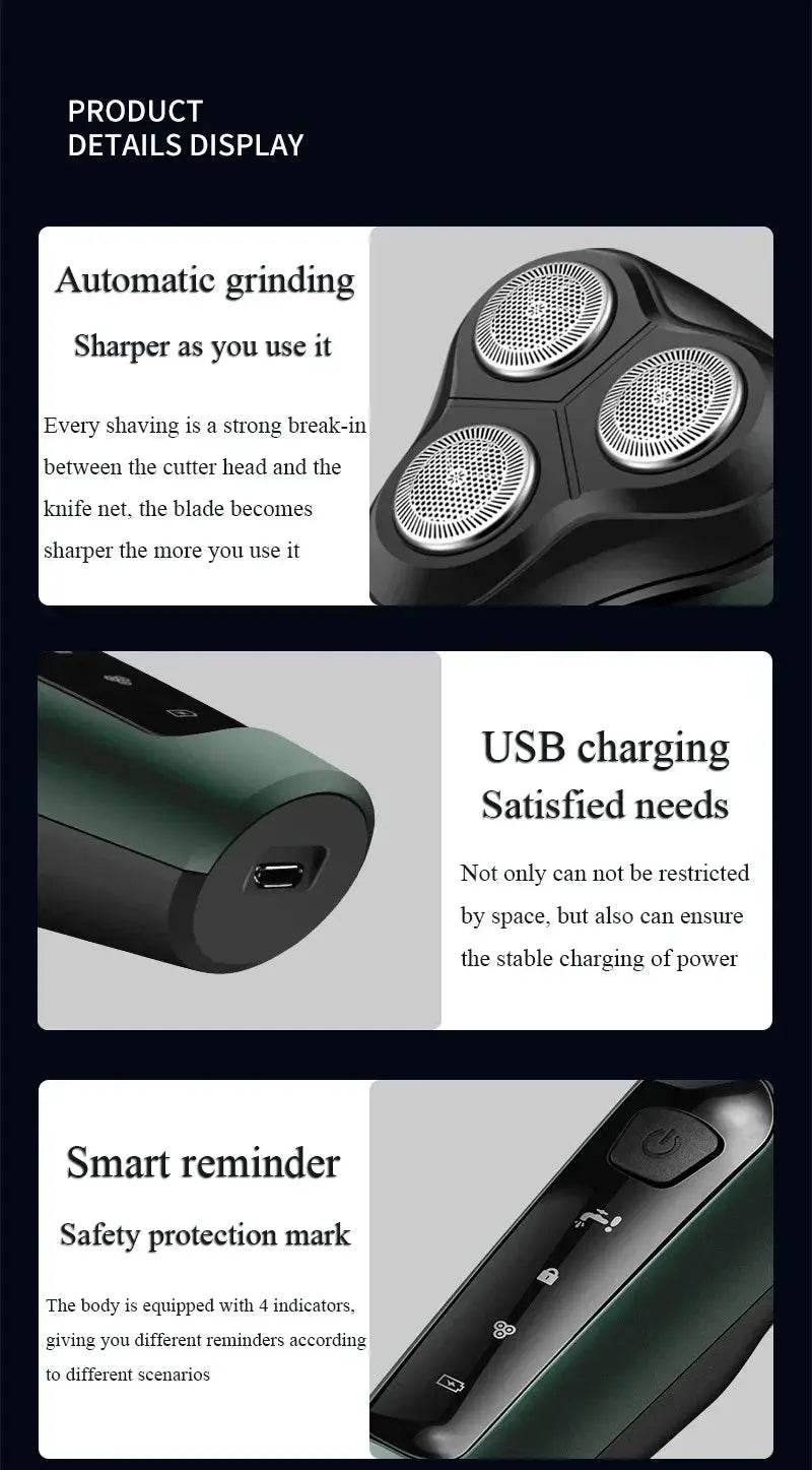 Electric Shavers for Men Waterproof Electric Trimmer Razor Wet Dry Use Rechargeable Battery - GiFTiFY