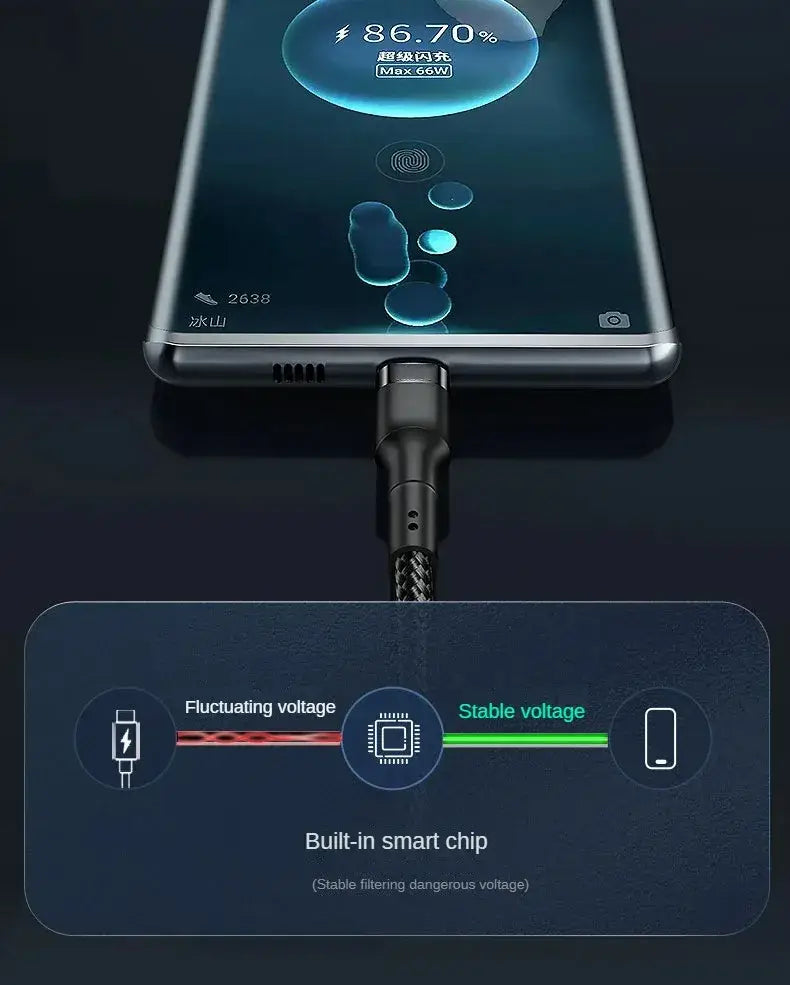 Braided Type C Cable Samsung S24 S23 120W Super Charging