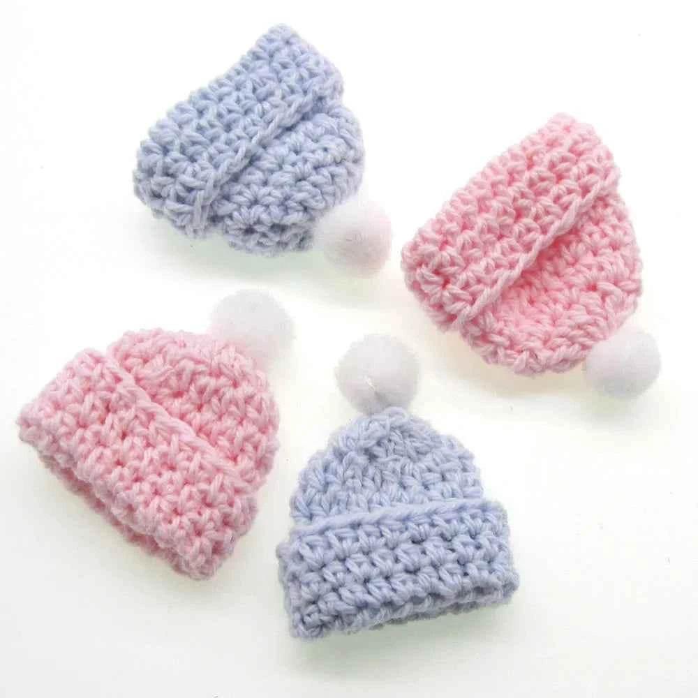 12Pcs Handmade mini crochet Hat for baby shower baptism dolls party favors sewing Applique - GiFTiFY