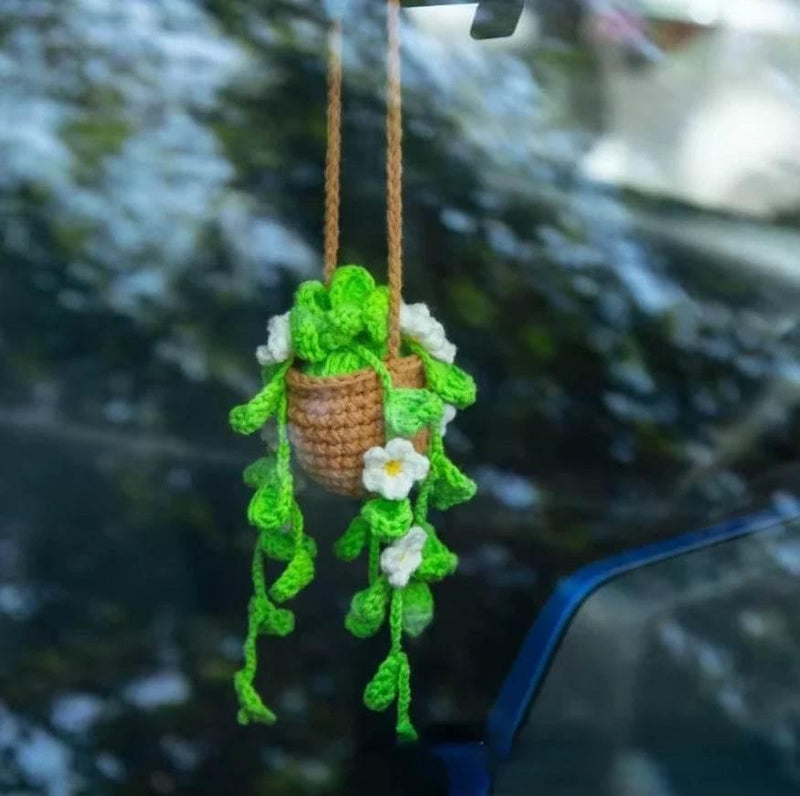 Handmade Crochet Car Styling Plants Succulent Car Plant Ornamentos Decoration Interior Accersories Cute Gift for Women by DSERS