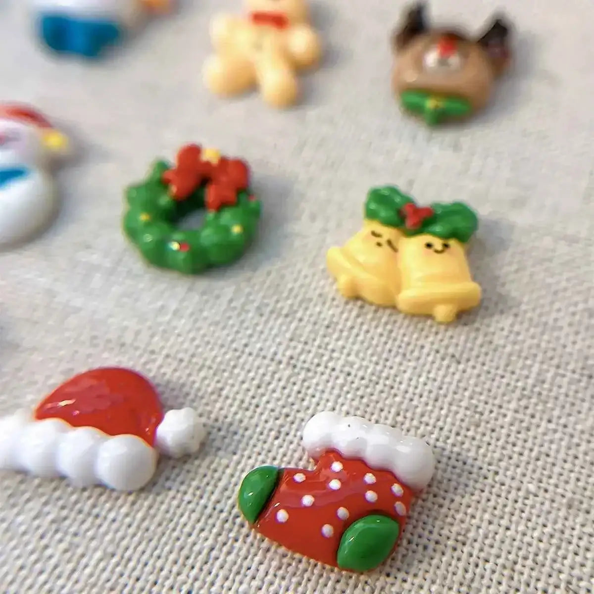 Christmas Series Nail Art Accessories 3D Resin Nail Charms Cute Bells Reindeer Snowman Cartoon Versatile Winter Nail Decorations by DSERS