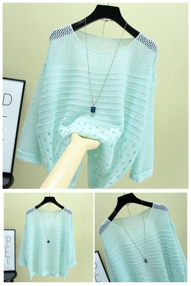 Ice Silk Hollow Knitted Vest for Women