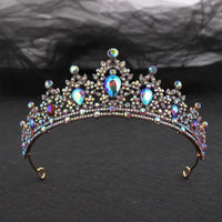 Baroque Champagne Crystal Heart Bridal Tiara Crown