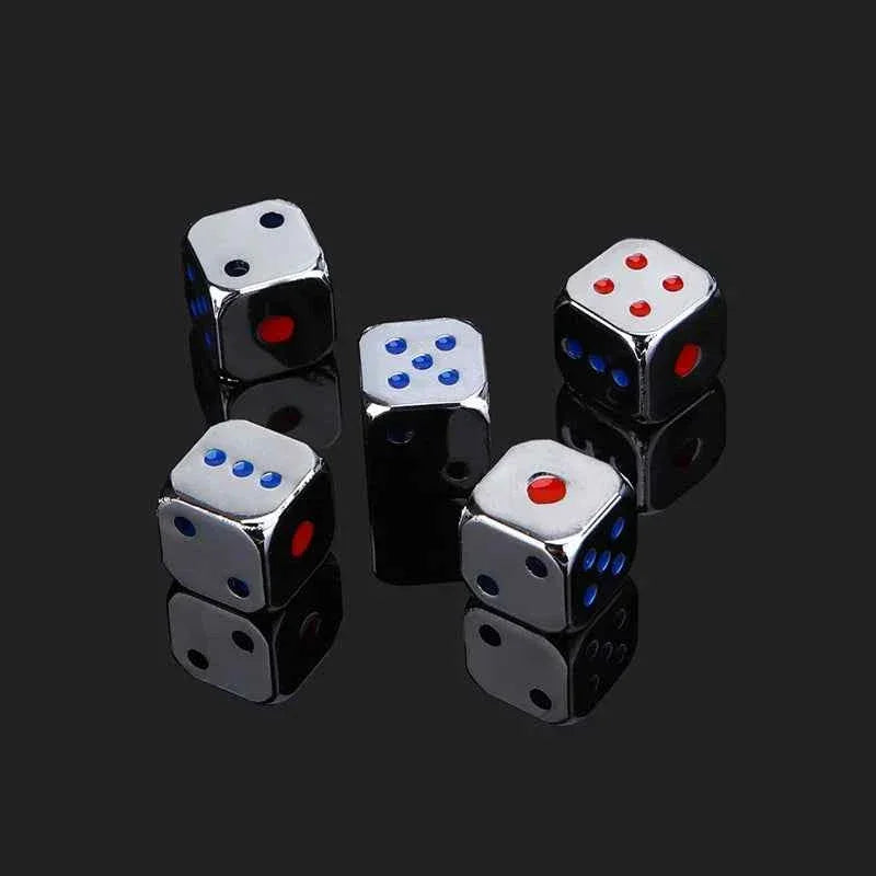 5PCS/1Set Creative Metal Dice Golden/Silver Funny Game Dice with Colorful Points Board Game Acessorios 13mm by DSERS