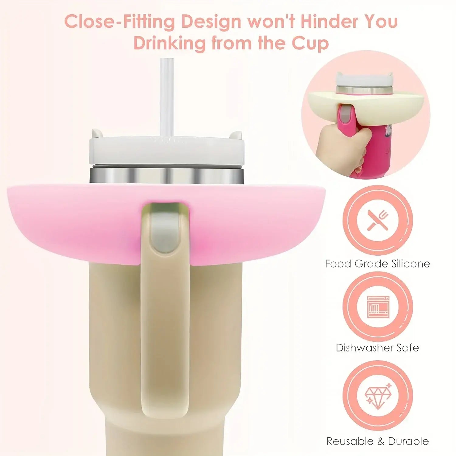 Pink Silicone Snack Bowl with Cup Holder