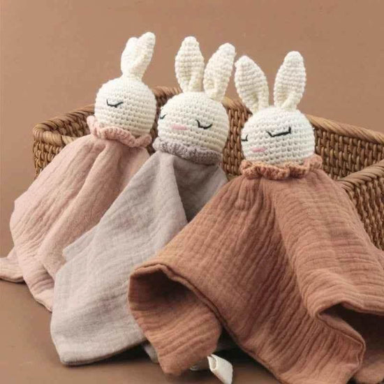 Infant Baby Appease Comforting Towel Crochet Rabbit Burp Cloth Sleep Soothing Doll Toy Pacify Soother Bib for Toddlers A2UB - GiFTiFY
