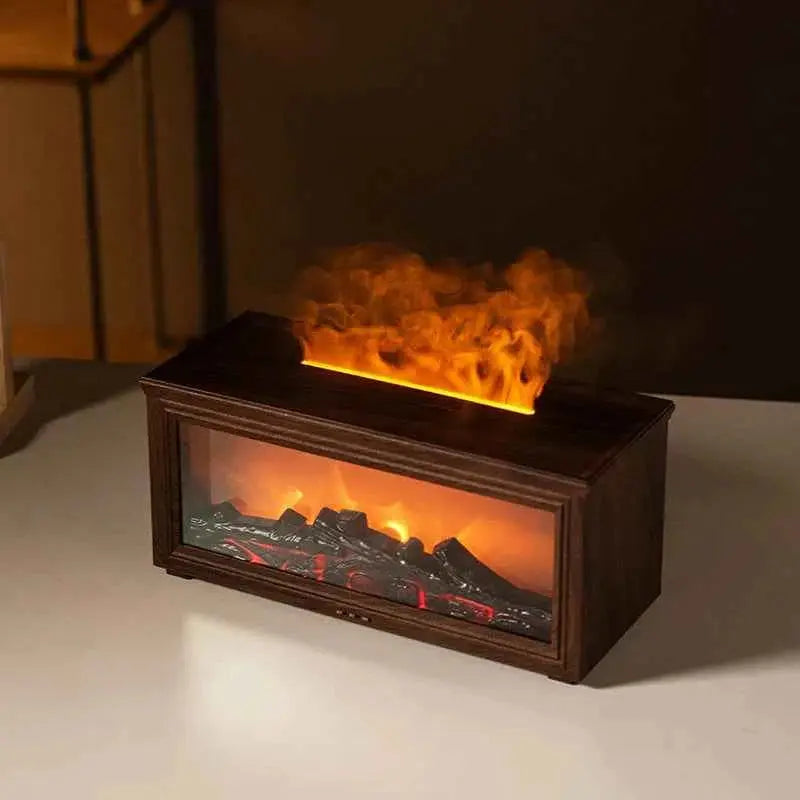 7 colors of essential oil fireplace diffuser mini flame aromatherapy fireplace humidifier aromatherapy oil diffuser Fireplace Box by DS