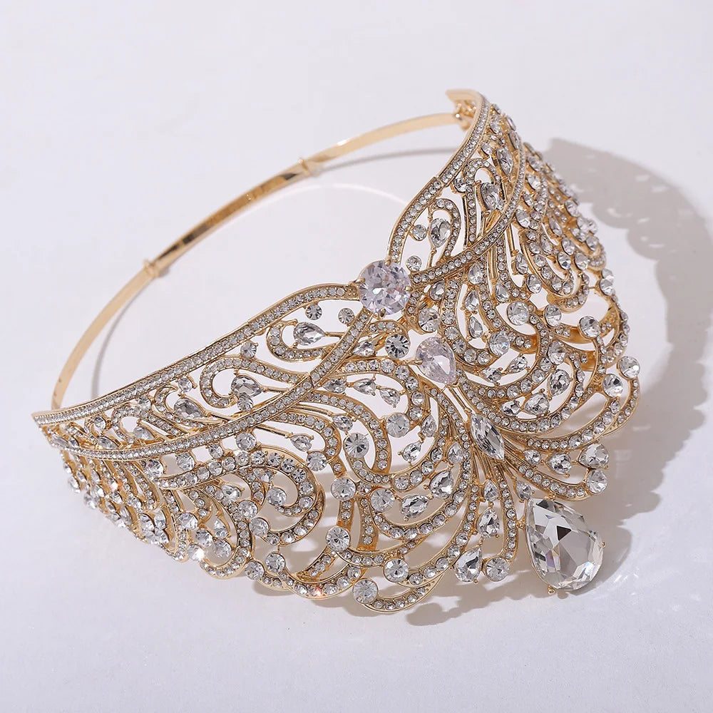 European Miss Universe Big Forest Crystal Wedding Crowns Cubic Zircon Crown Queen Rhinestone Tiara Party Stage Show Hair Jewelry GiFTiFY
