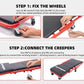 3-in-1 Rolling Mechanic Creeper Z Seat, Foldable Garage Chair Lay Down Sit Lean Back, Under Car Shop Auto Repair, Red Black DSERS