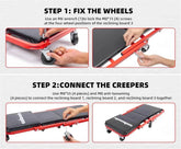3-in-1 Rolling Mechanic Creeper Z Seat, Foldable Garage Chair Lay Down Sit Lean Back, Under Car Shop Auto Repair, Red Black - GiFTiFY
