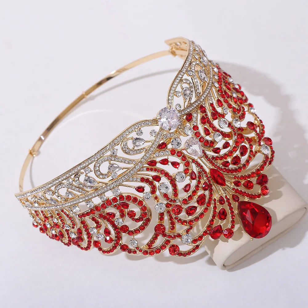European Miss Universe Big Forest Crystal Wedding Crowns Cubic Zircon Crown Queen Rhinestone Tiara Party Stage Show Hair Jewelry GiFTiFY