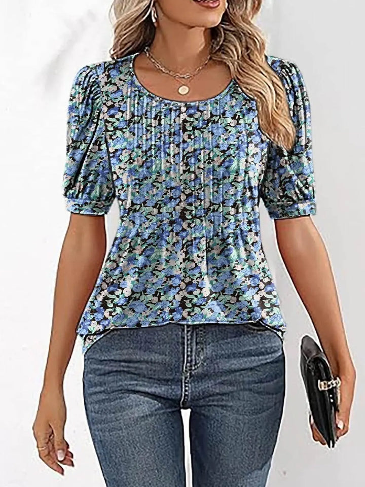 Summer V-Neck Puff Sleeve Tunic Tops for Women - GiFTiFY
