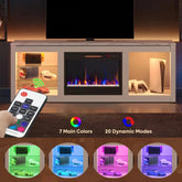 Modern Electric 7 Color LED Fireplace TV Stand for TVs up to 70", White Marble DSERS
