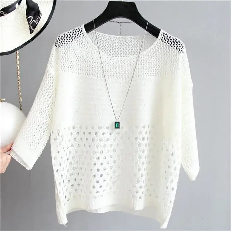 Ice Silk Hollow Knitted Vest for Women